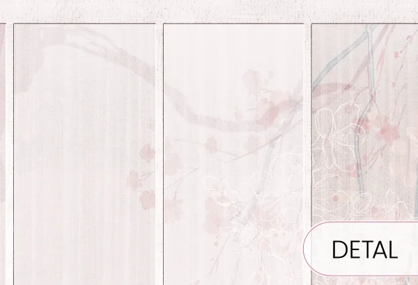 SAKURA - pink - japońska tapeta ścienna z motywem florystycznym - detal