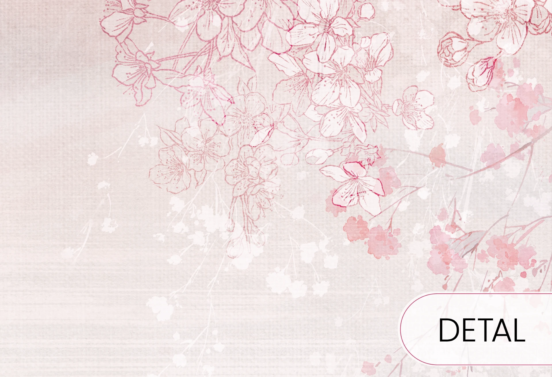 SAKURA - pink - japońska tapeta ścienna z motywem florystycznym