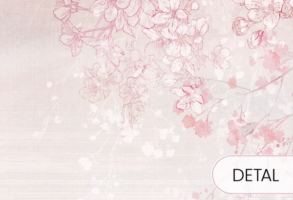 SAKURA - pink - japońska tapeta ścienna z motywem florystycznym - detal