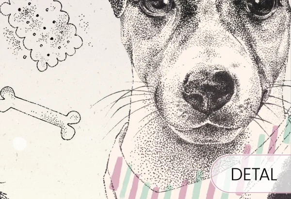 DOGGIES - cottoncandy - dziecięca tapeta z wesołymi pieskami - detal