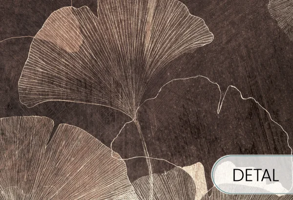 GINGKO - golden brown - elegancka tapeta botaniczna do salonu i sypialni - detal