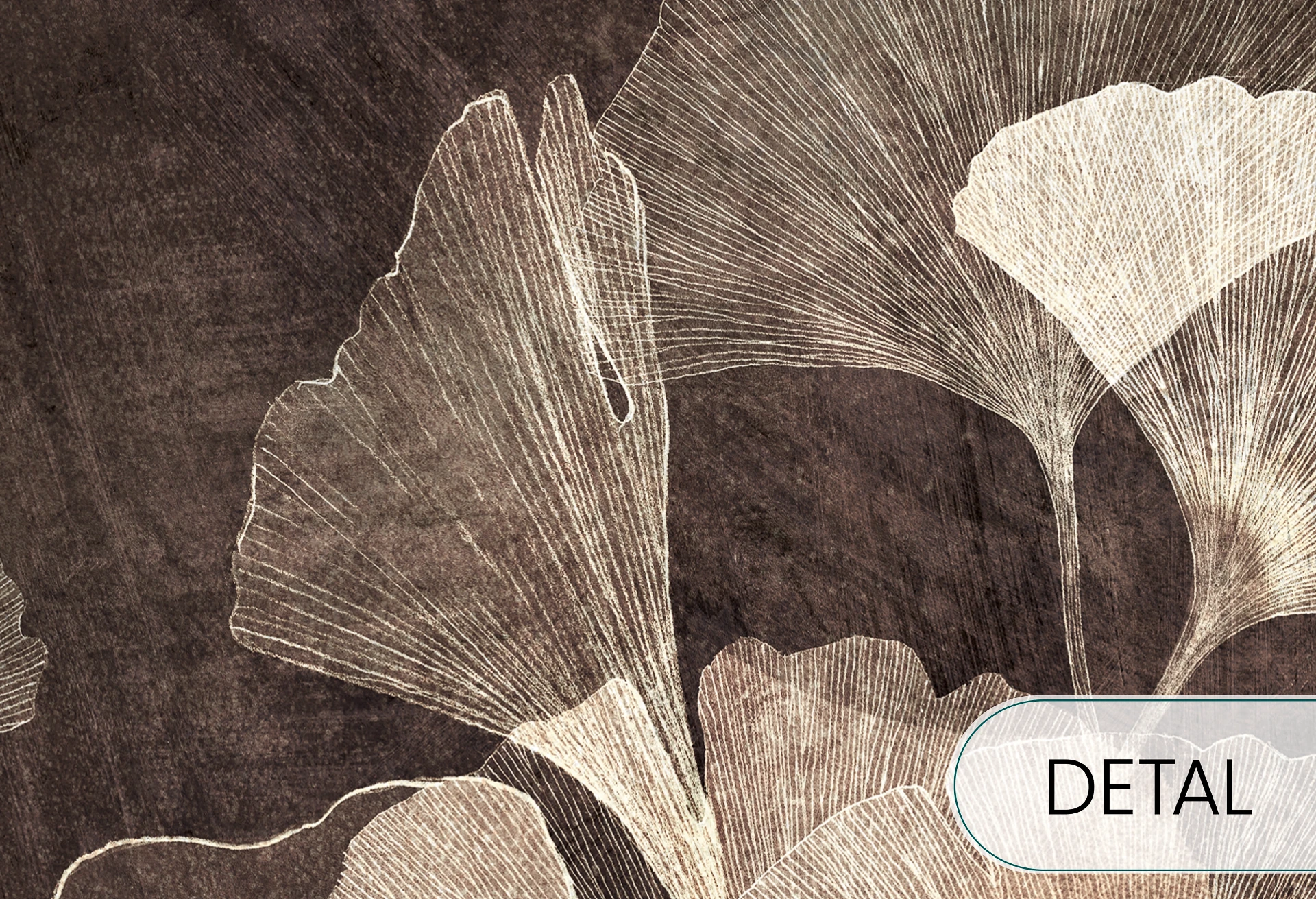 GINGKO - golden brown - elegancka tapeta botaniczna do salonu i sypialni