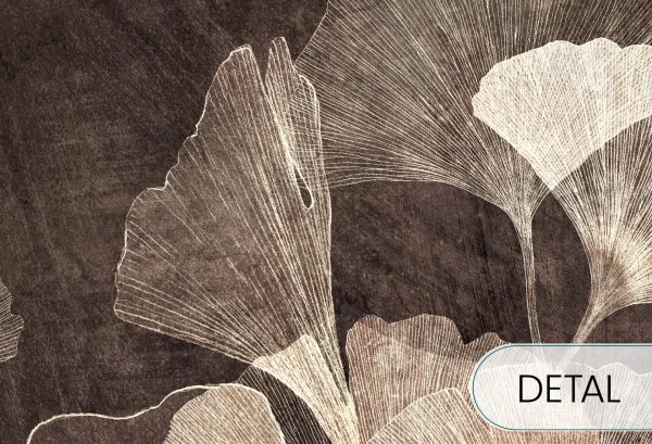 GINGKO - golden brown - elegancka tapeta botaniczna do salonu i sypialni - detal