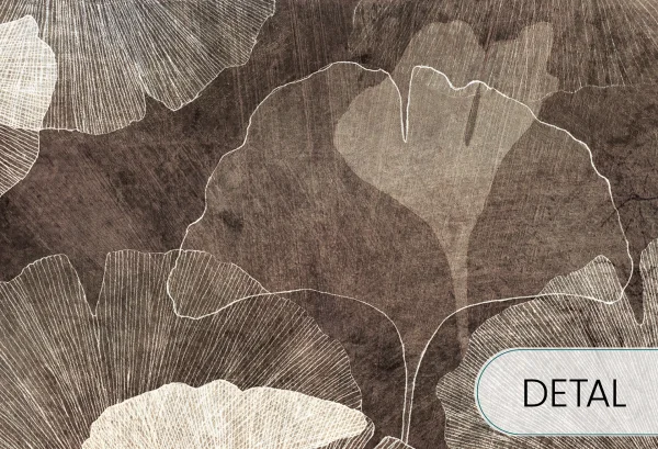 GINGKO - golden brown - elegancka tapeta botaniczna do salonu i sypialni - detal