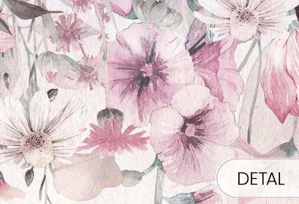 BLOOM UP - pink - urokliwa tapeta kwiatowa do pokoju dziecięcego - detal