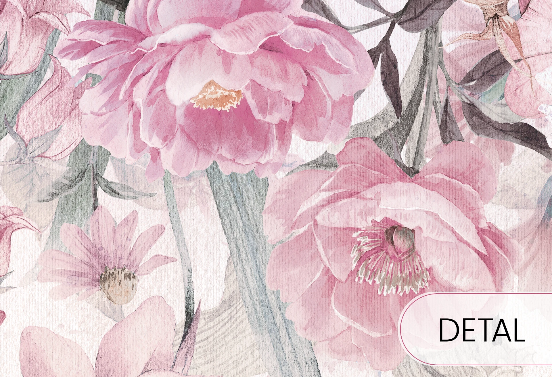 BLOOM UP - pink - urokliwa tapeta kwiatowa do pokoju dziecięcego
