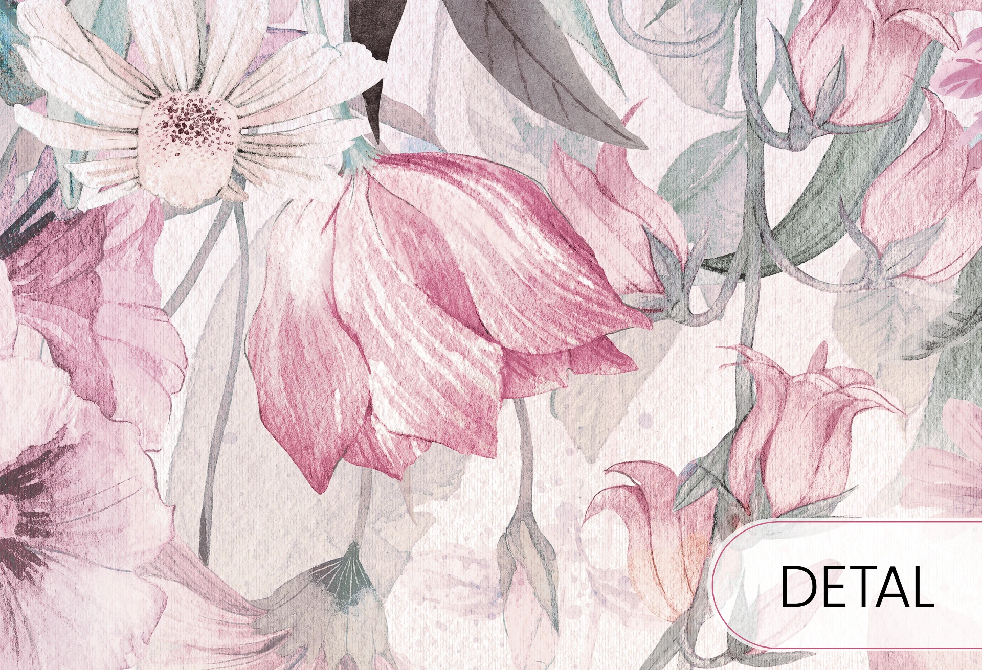 BLOOM UP - pink - urokliwa tapeta kwiatowa do pokoju dziecięcego