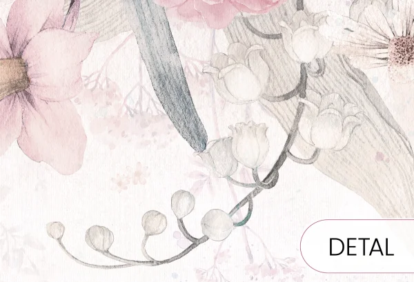 BLOOM UP - pink - urokliwa tapeta kwiatowa do pokoju dziecięcego - detal
