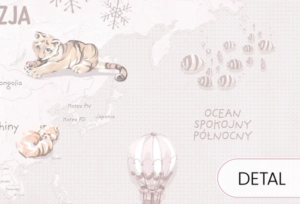 WANDERLUST – NEUTRAL - tapeta z mapą świata do pokoju dziecka - detal