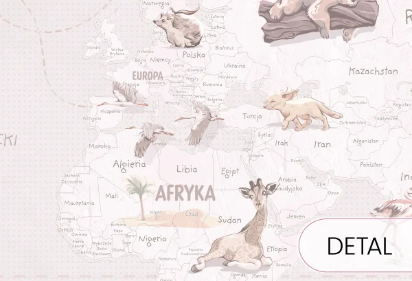 WANDERLUST – NEUTRAL - tapeta z mapą świata do pokoju dziecka - detal