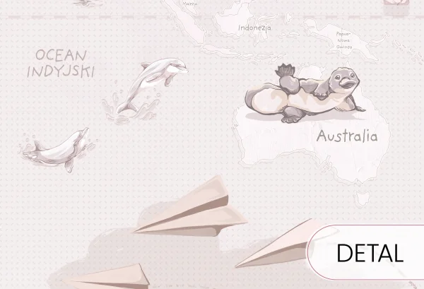 WANDERLUST – NEUTRAL - tapeta z mapą świata do pokoju dziecka - detal