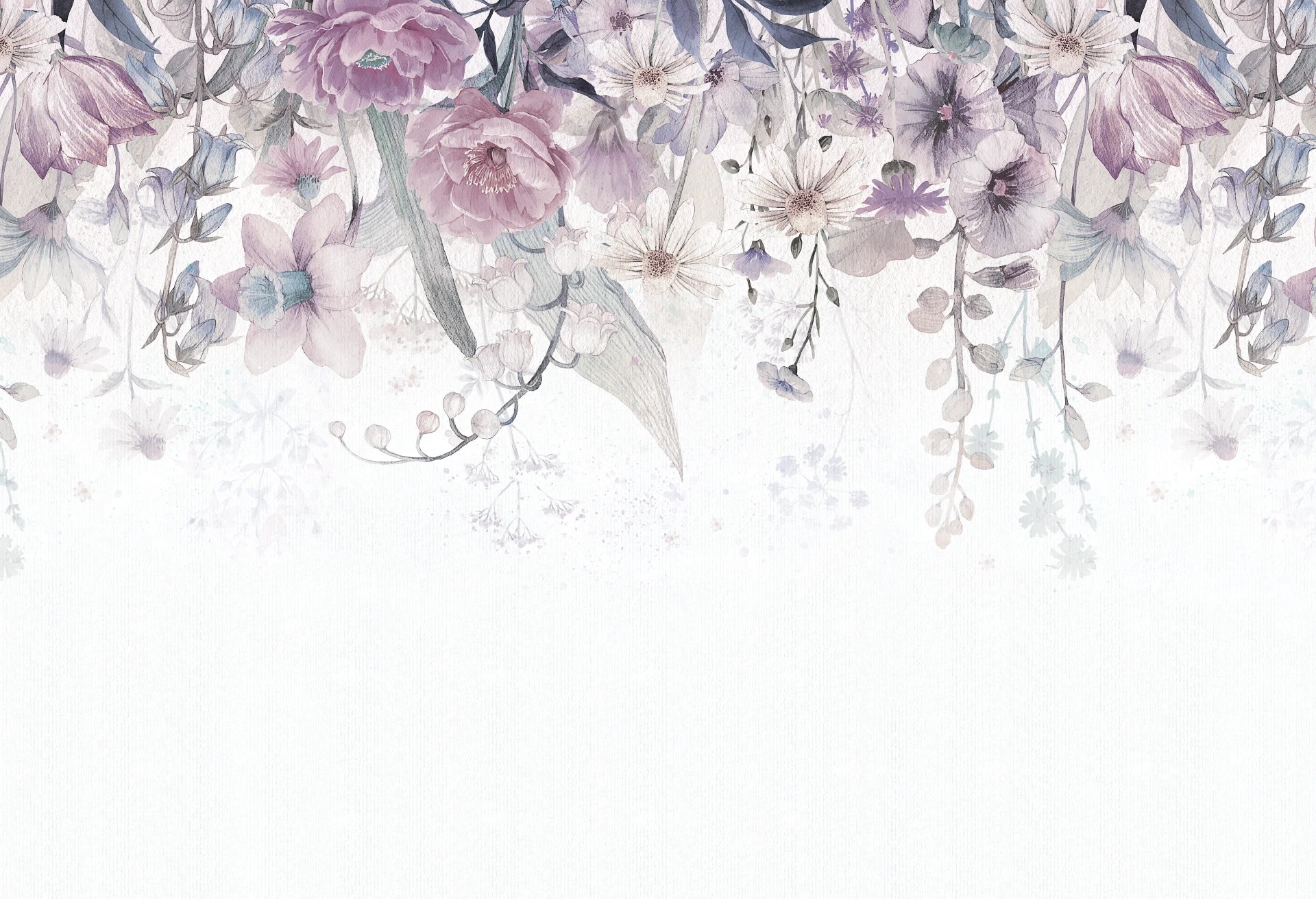 BLOOM UP - purple - tapeta dla dziewczynki z łąką