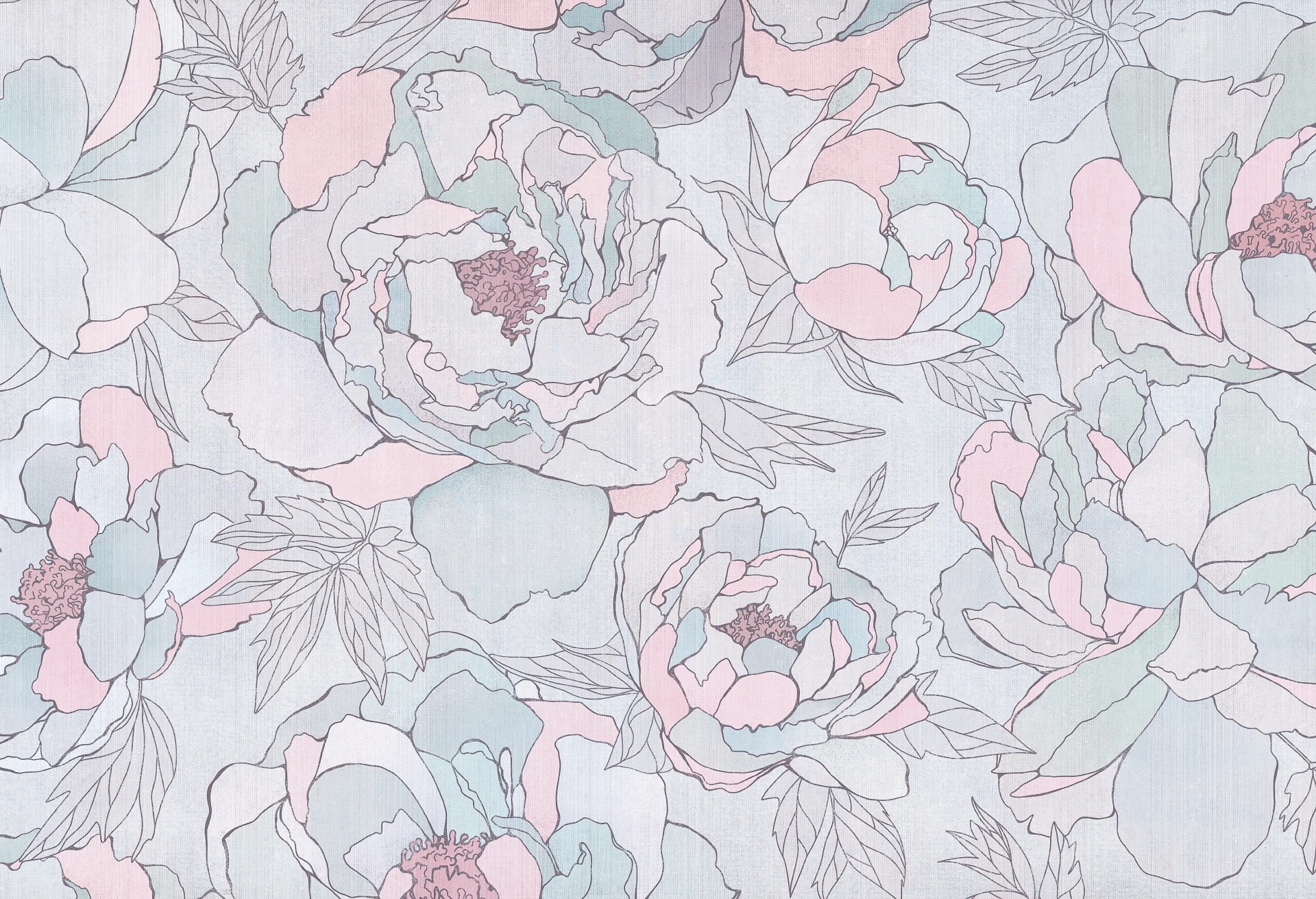 PEONIES - bubblegum - tapeta kwiatowa do pokoju dziewczynki