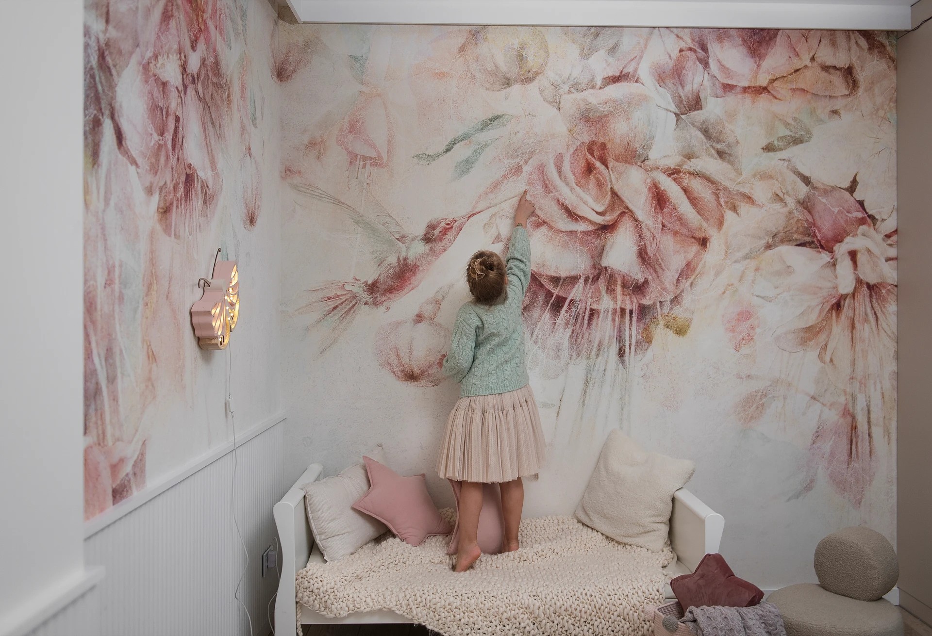 SWINGTIME FUCHSIA - colibri - tapeta dla dziewczynki z kolibrem