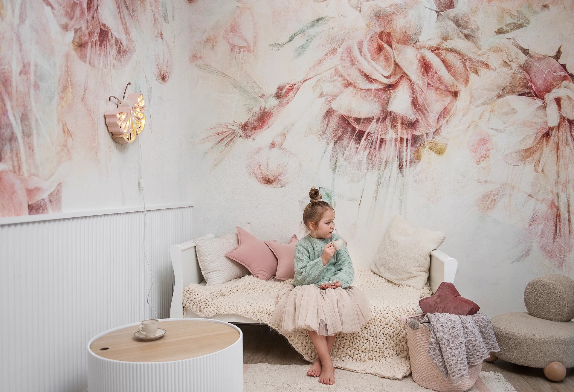 SWINGTIME FUCHSIA - colibri - tapeta dla dziewczynki z kolibrem