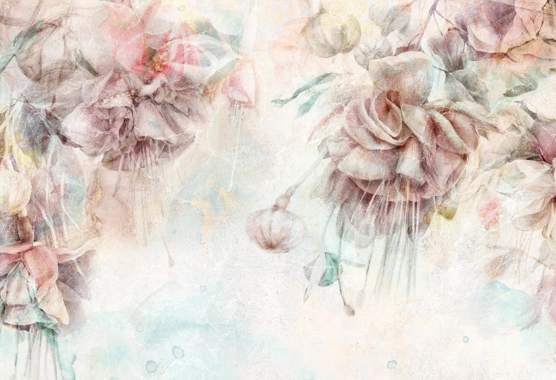 SWINGTIME FUCHSIA - pastel - tapeta w wielkie kwiaty do sypialni