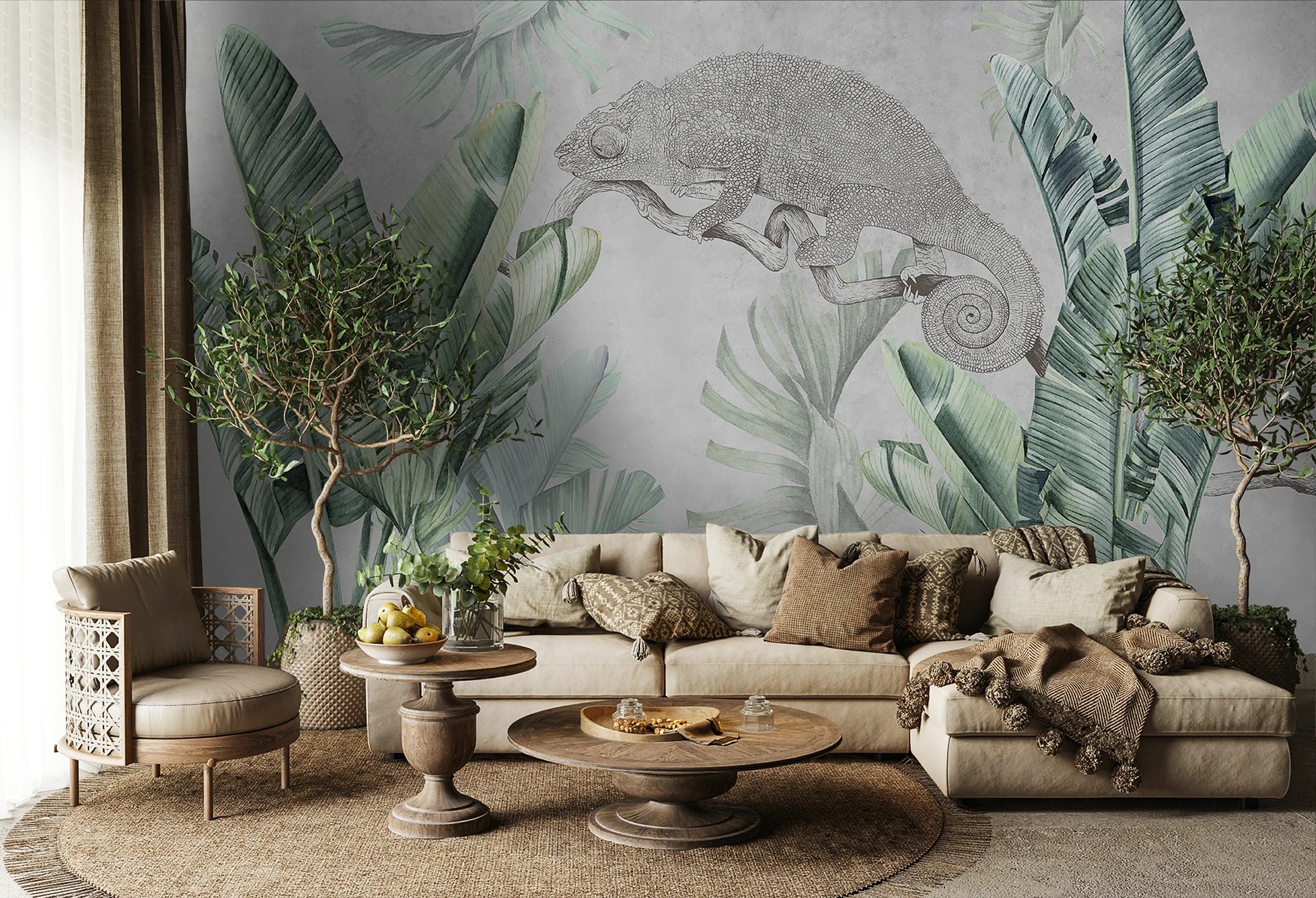 URBAN JUNGLE - kameleon - tapeta na ścianę z motywem natury