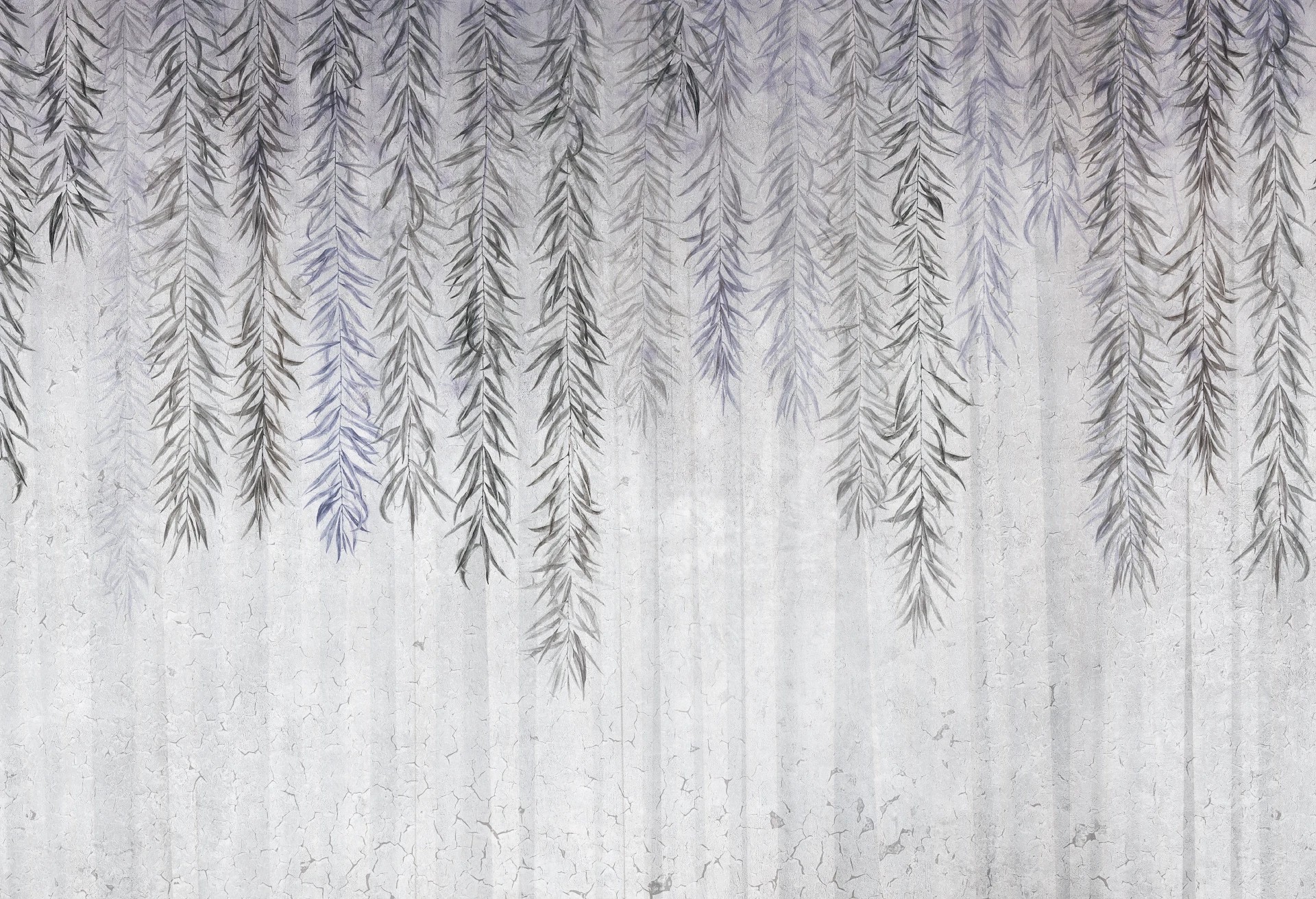 BOTANICA - grey blue - tapeta z motywem roślinnym do salonu lub sypialni