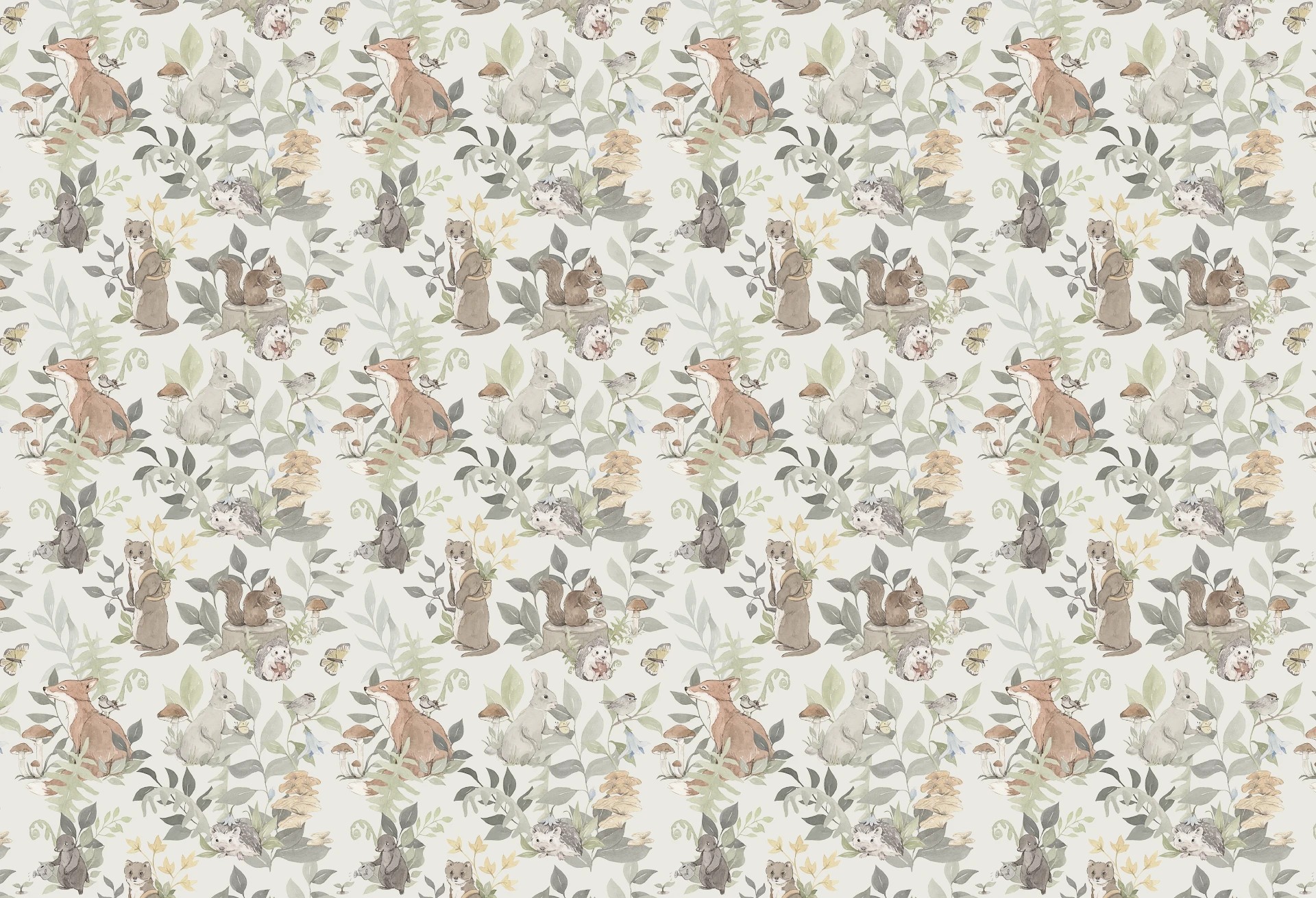 WOODLAND SMALL - green -tapeta do pokoju dziecka las