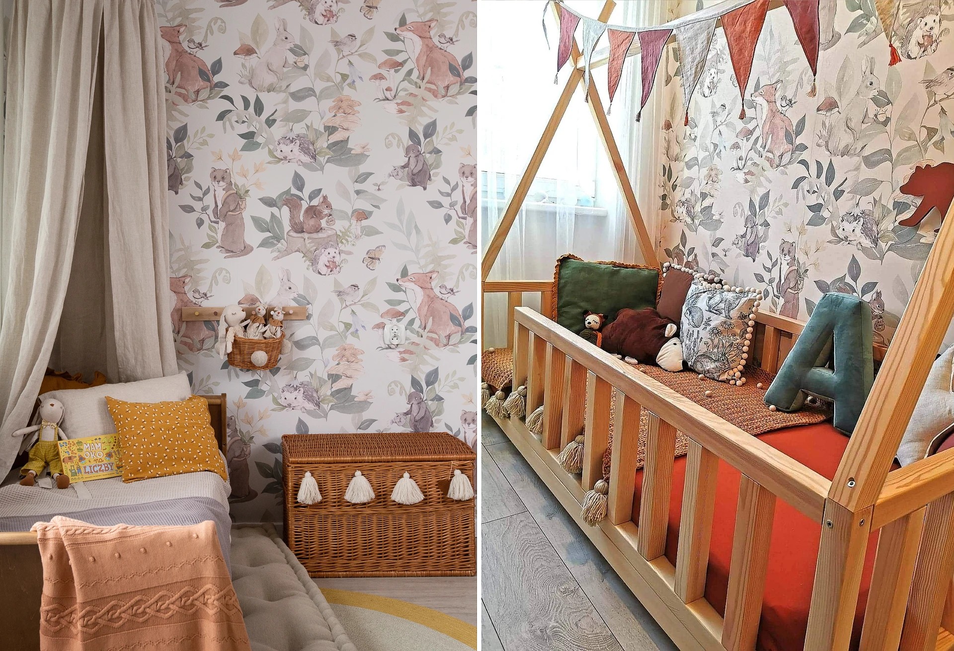 WOODLAND SMALL - green -tapeta do pokoju dziecka las