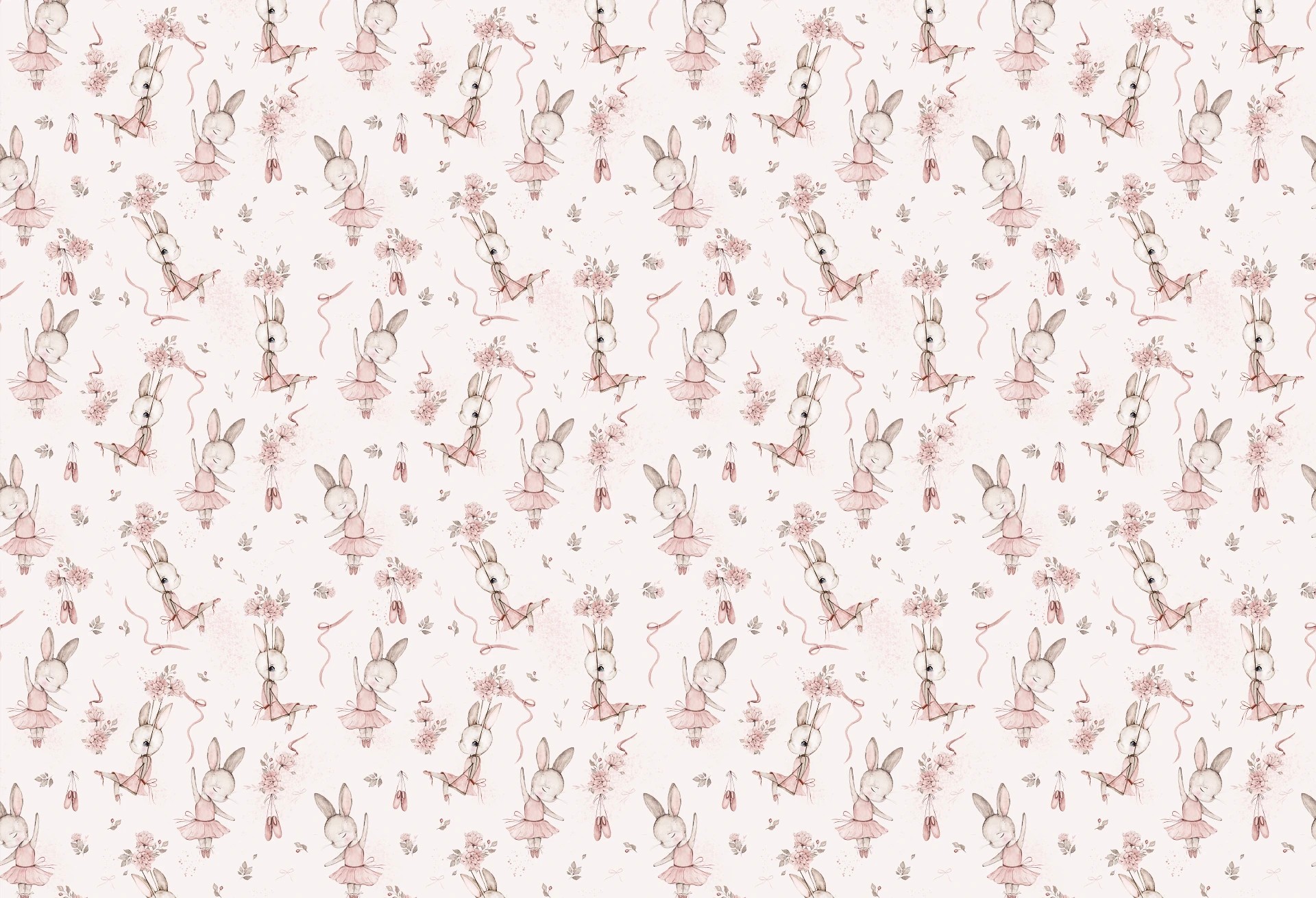 BUNNY BALLET - tapeta dziecięca dla dziewczynki w króliczki baletnice