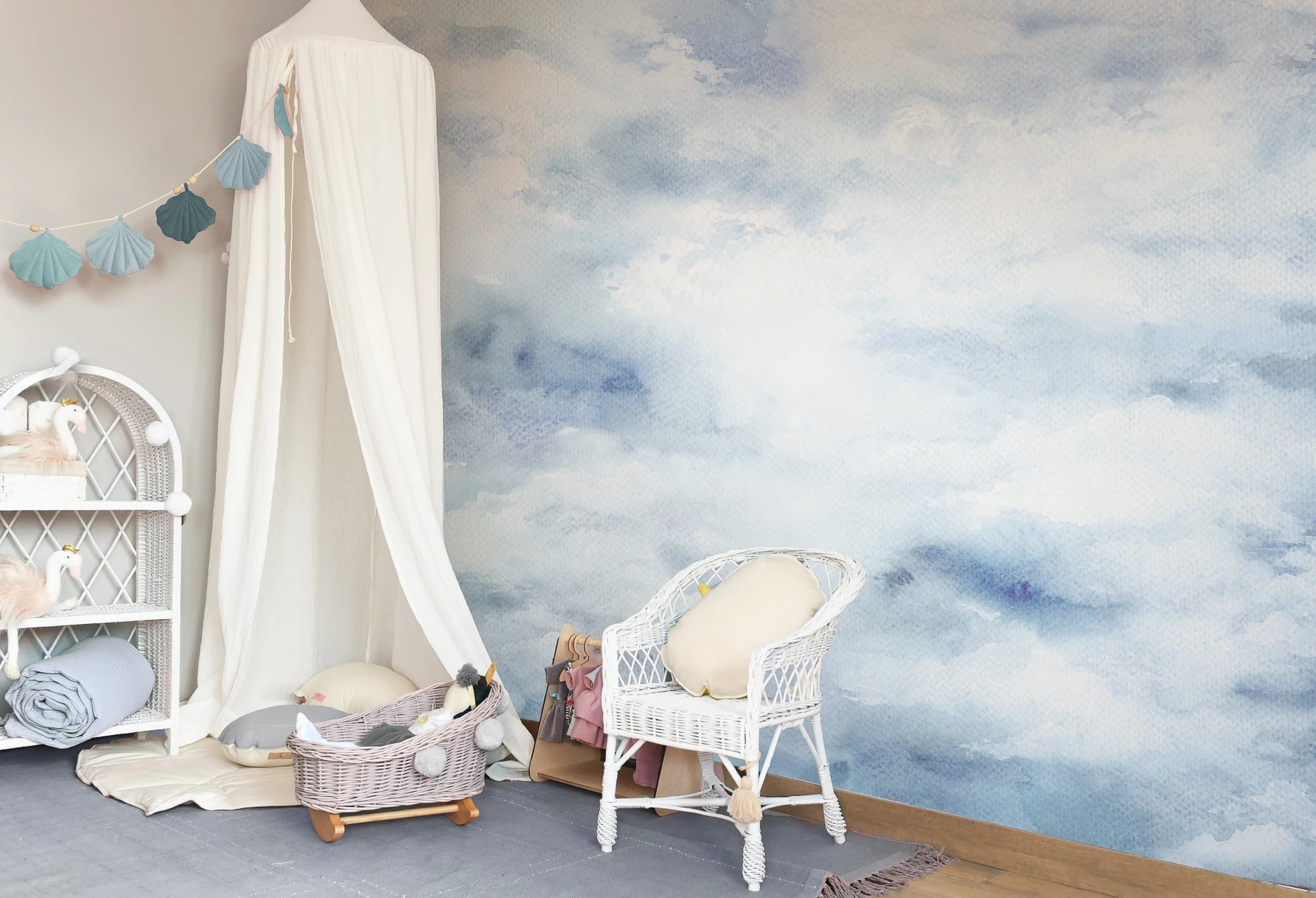 ZEPHYR - blue - tapeta do pokoju dziecka wyciszająca