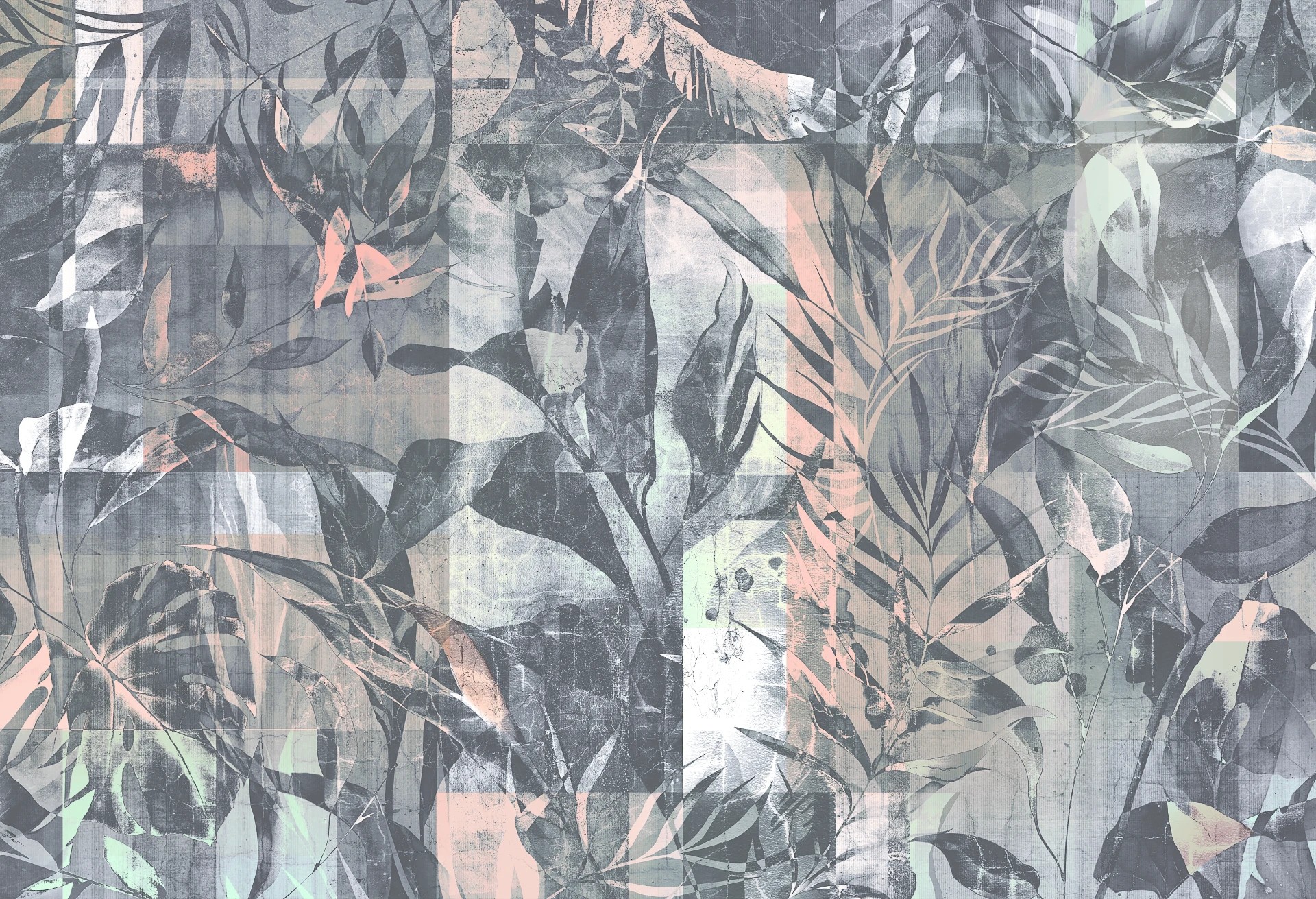 ANTALYA - mint - tapeta z kwiatowym motywem do salonu