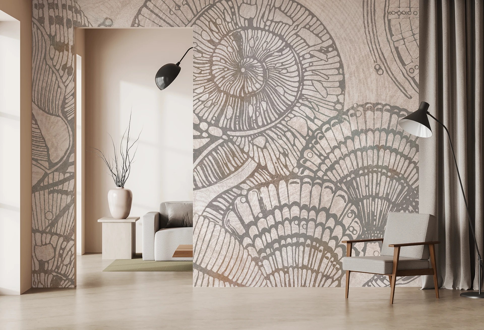 CALICO - champagne - tapeta w muszle do salonu lub sypialni