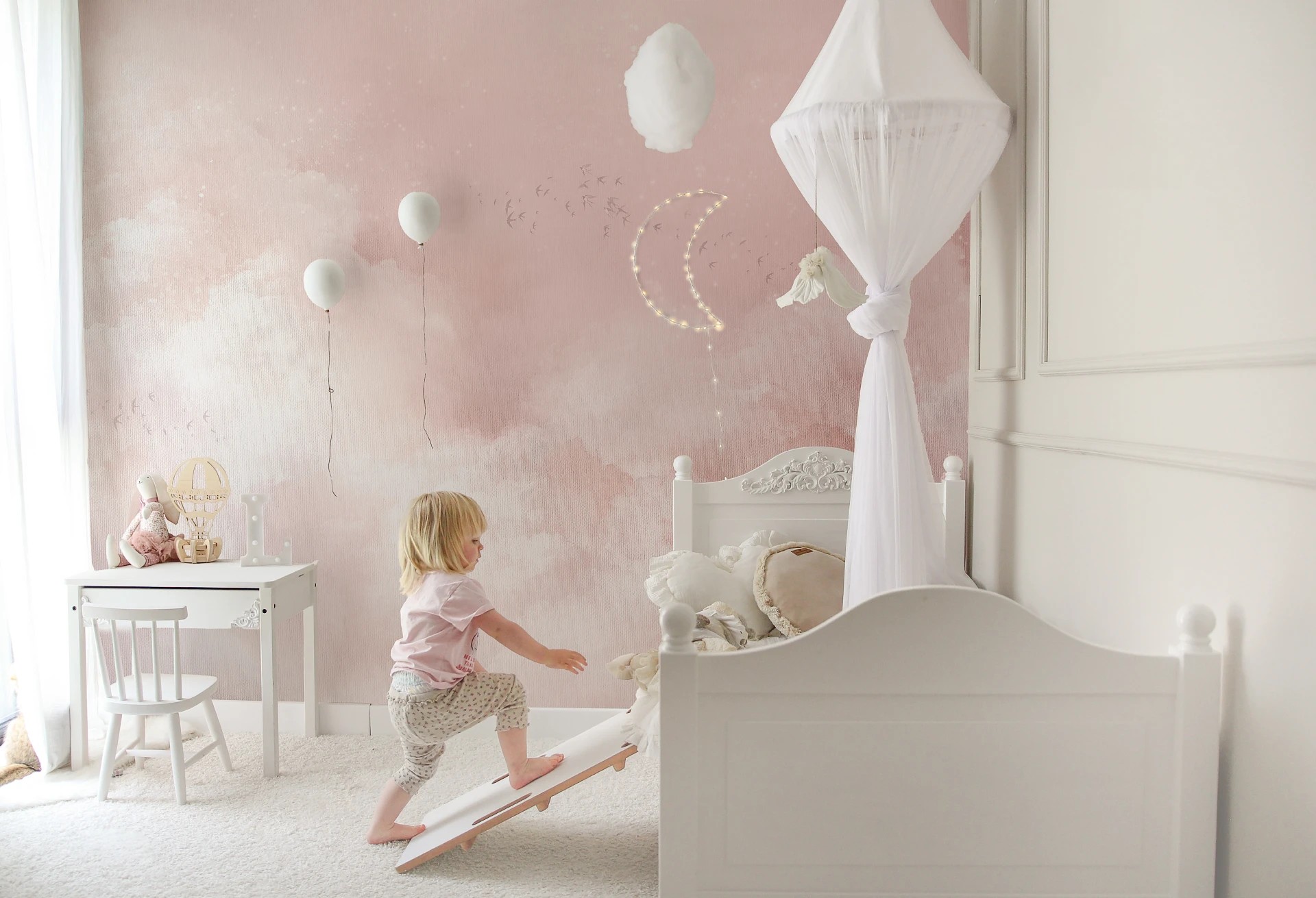 FANTASIA - peach - tapeta z niebem do pokoju dziewczynki