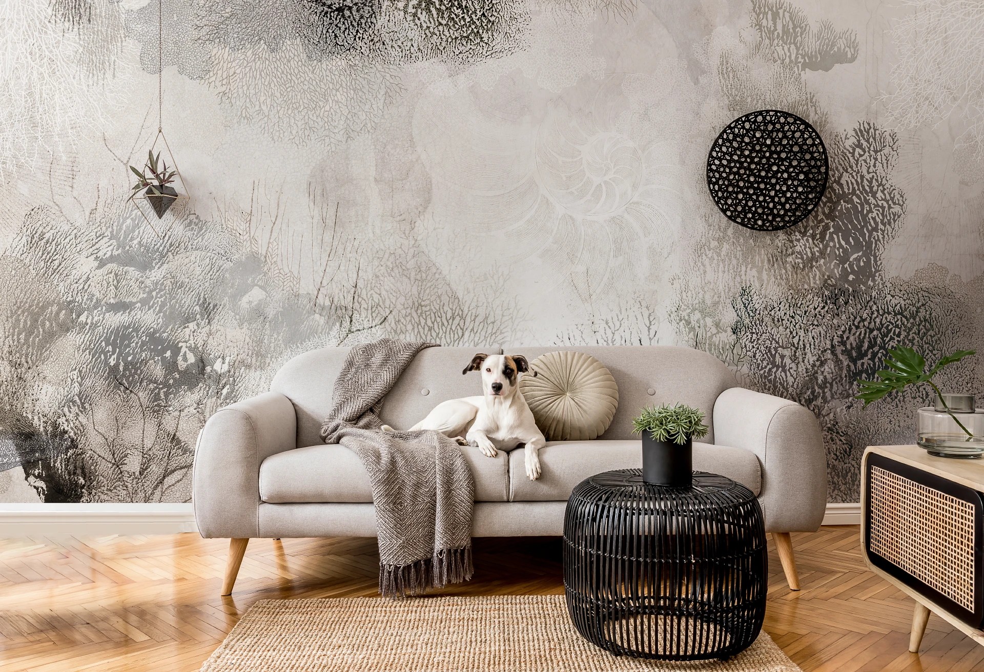 AQUARIA - soft - strukturalna tapeta do salonu i sypialni z rafą koralową i skamielinami