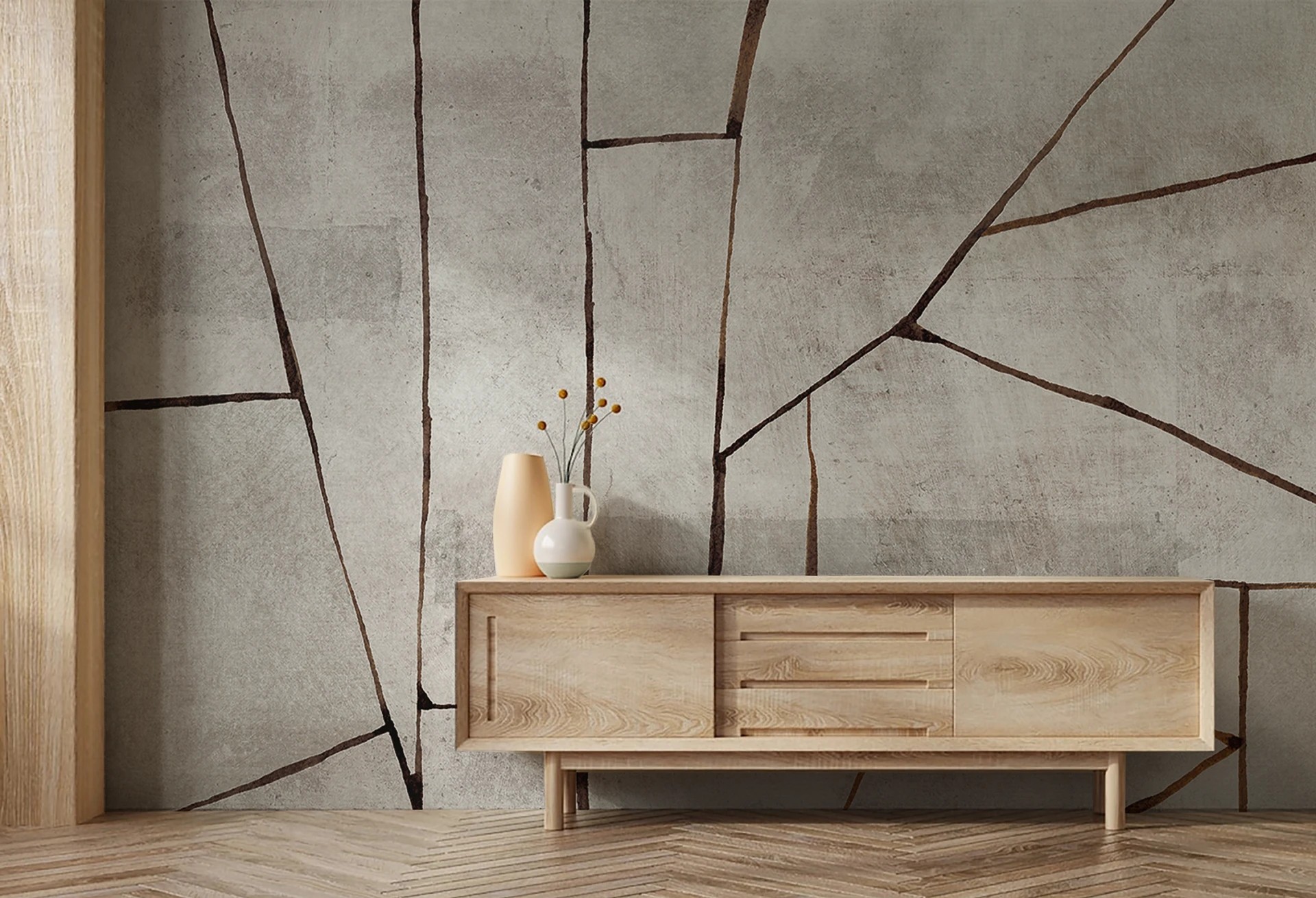 LINEA - coffee - tapeta geometryczna w stylu skandynawskim