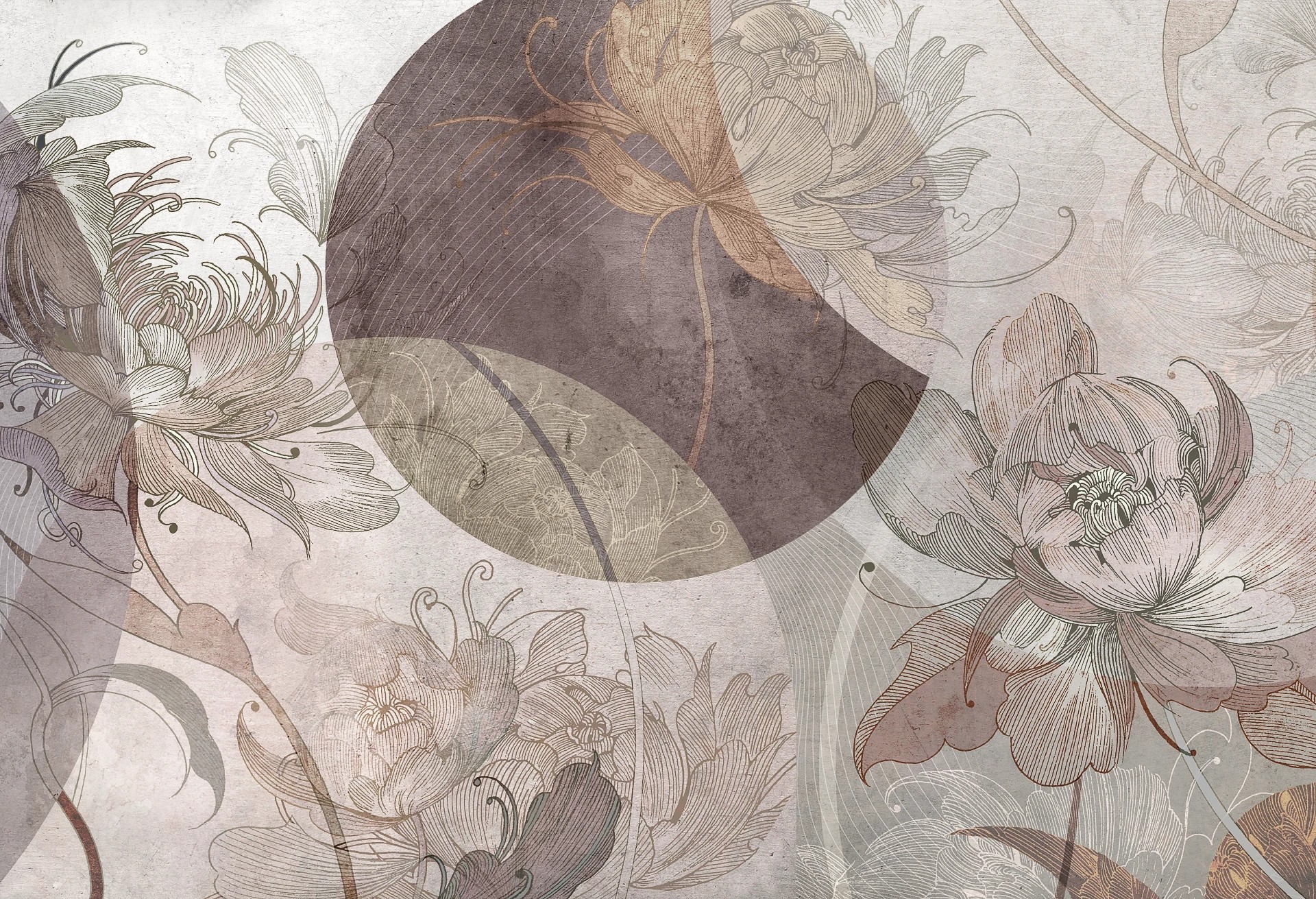 SECESSIO GEOMETRIC - muave -  tapeta artystyczna do salonu lub sypialni