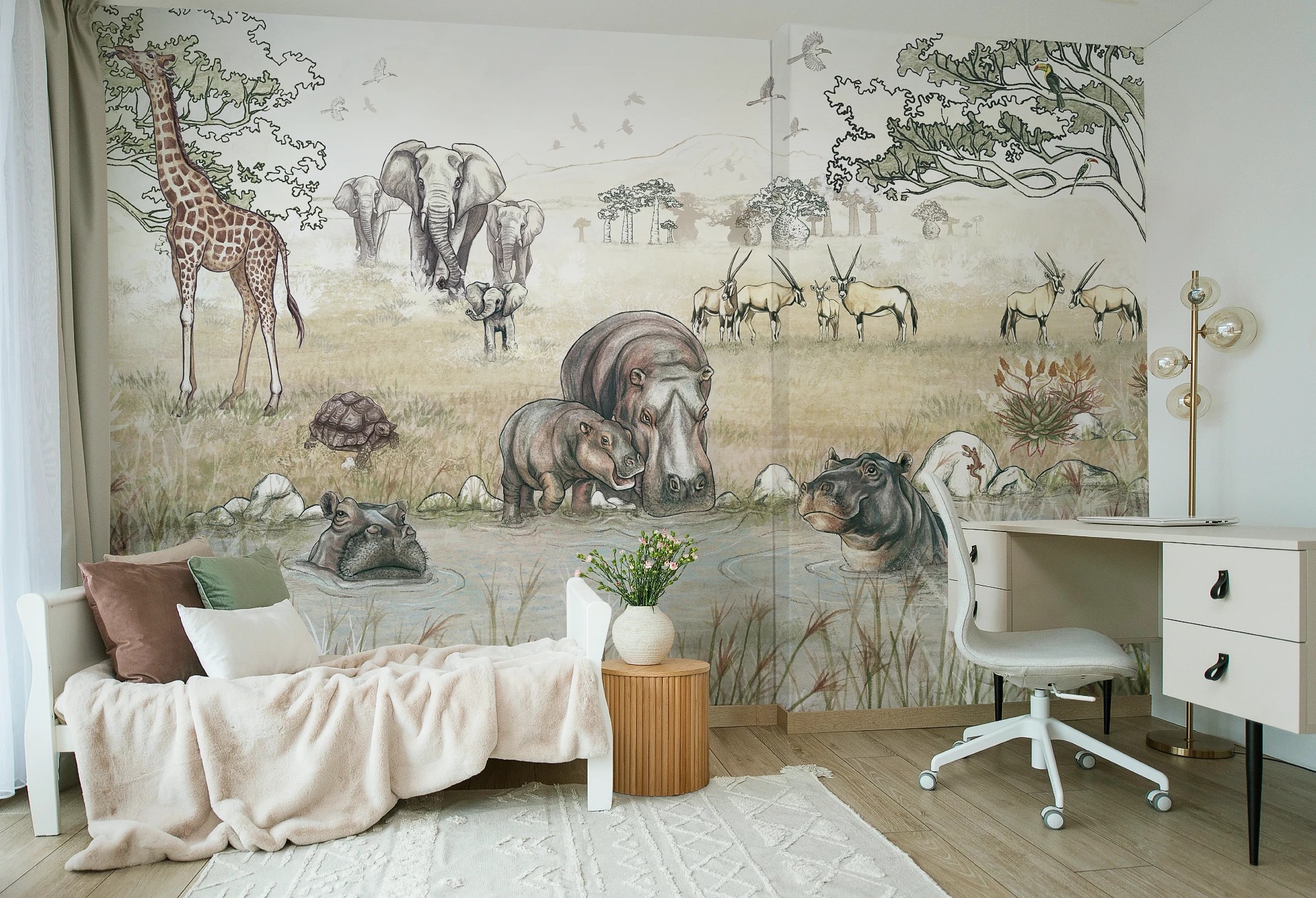 SAWANNA - vivid- Tapeta dziecięca z motywem sawanny