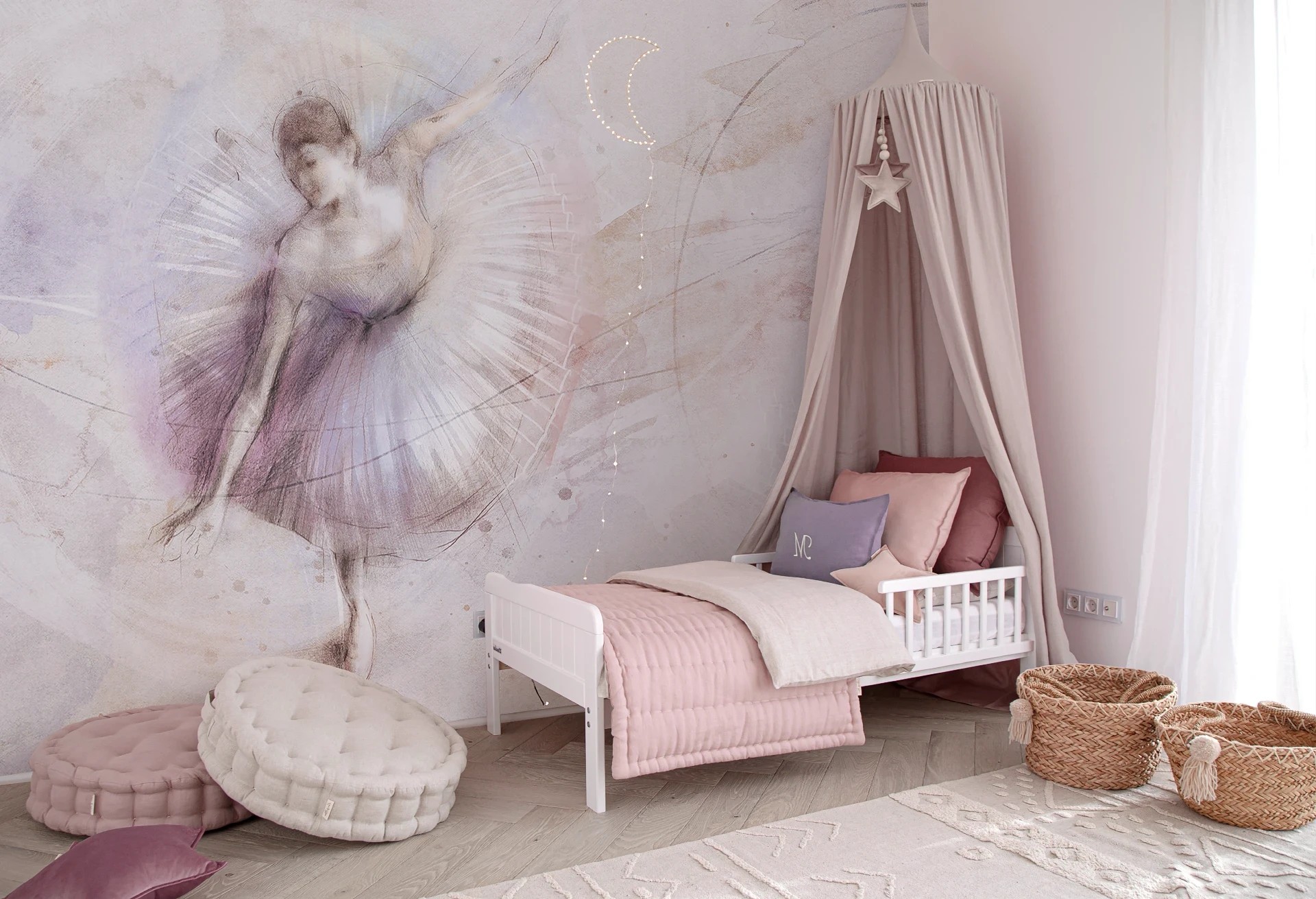 BALLET - lila - tapeta z baletnicą do pokoju dziewczęcego