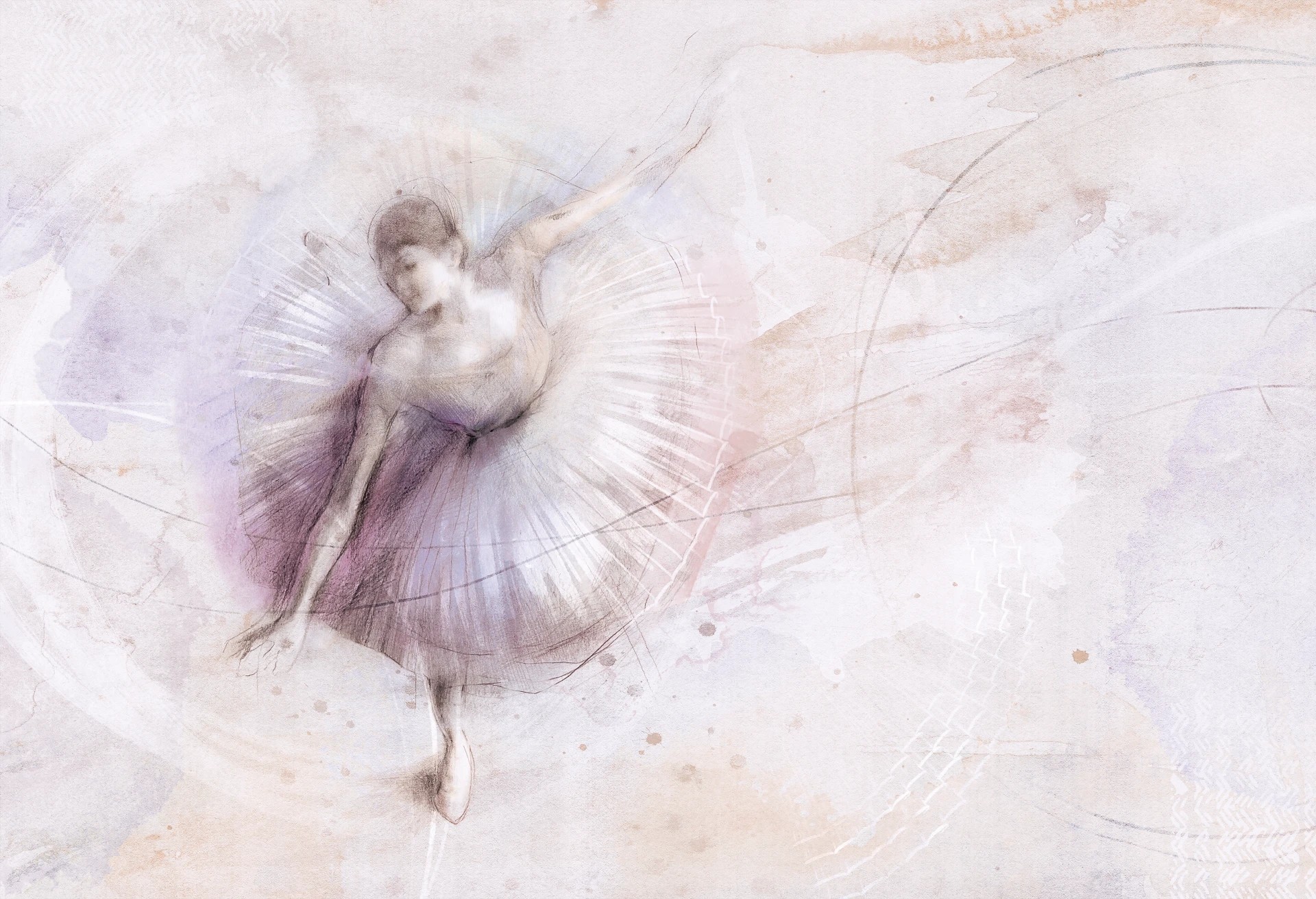 BALLET - lila - tapeta z baletnicą do pokoju dziewczęcego