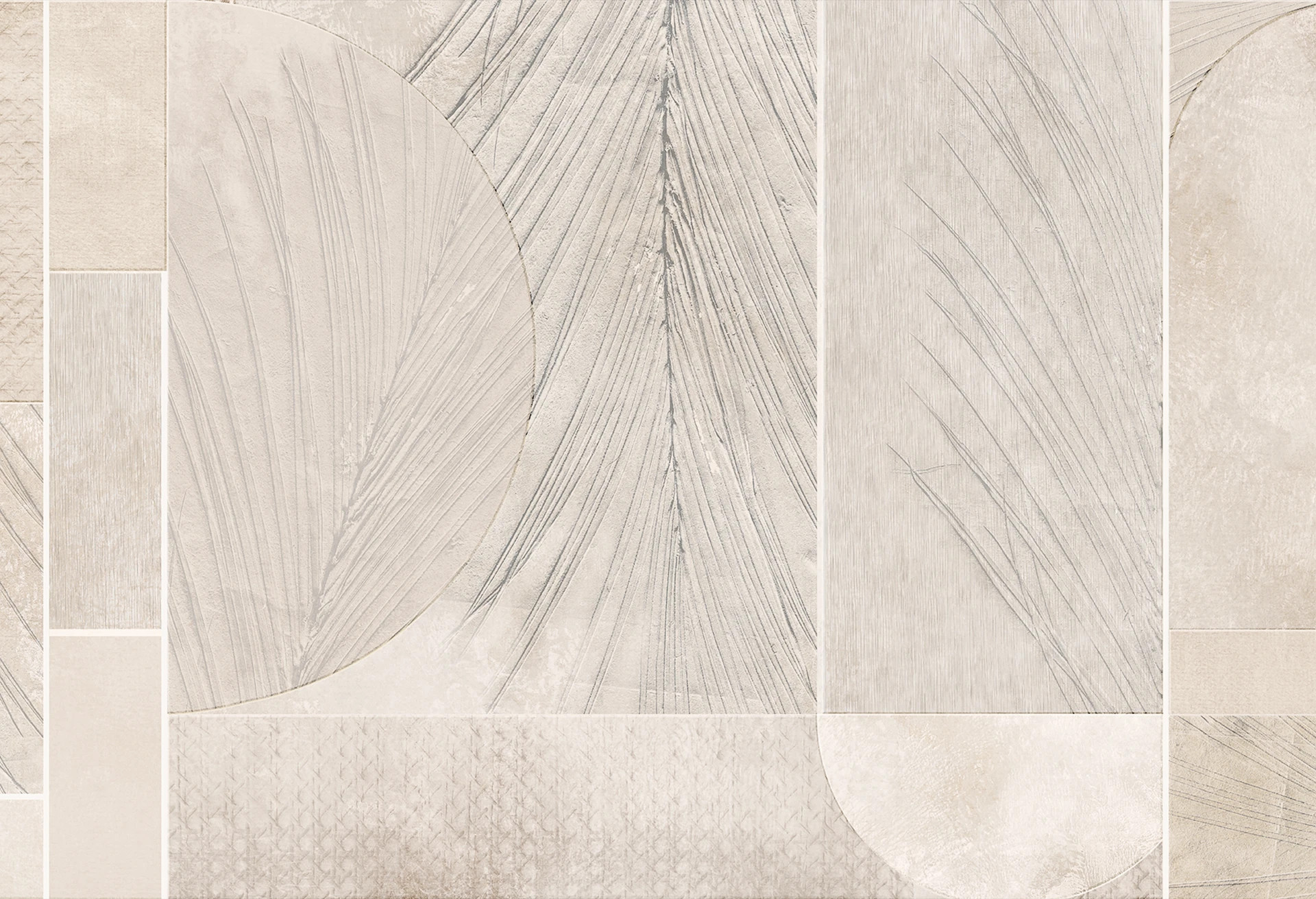 PALEO - beige - nowoczesna tapeta z nadrukowanym efektem  3D