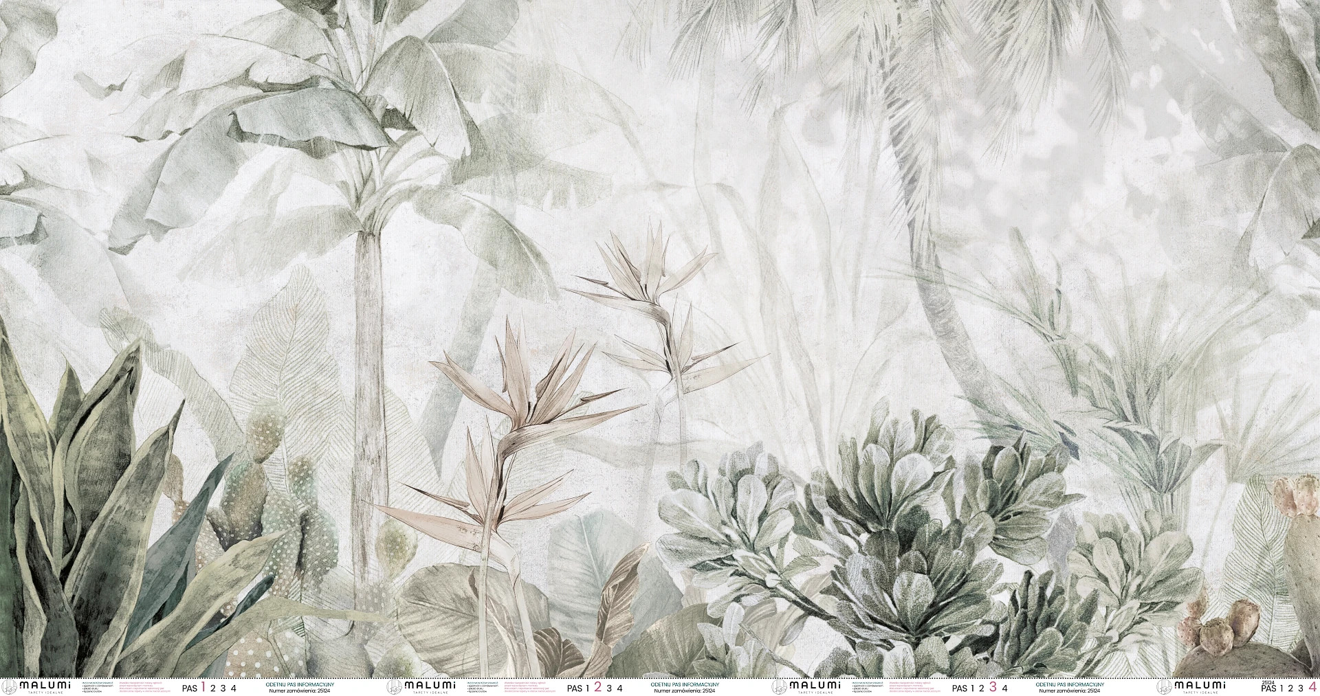 PARADISE - sage green - 360 cm x 185 cm - tapeta idealna do lamperii