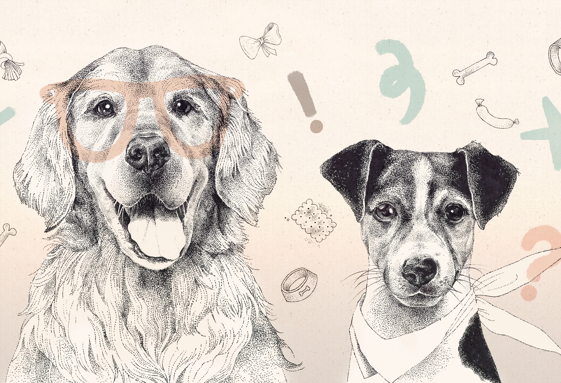 DOGGIES - beige - tapeta w pieski do pokoju dziecięcego