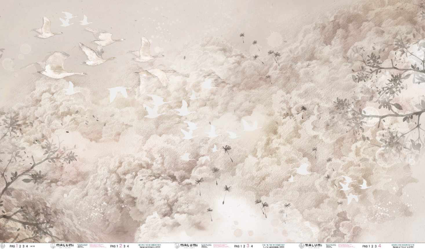 DREAM EVENING - latte - 350 cm x 200 cm  - tapeta idealna do lamperii