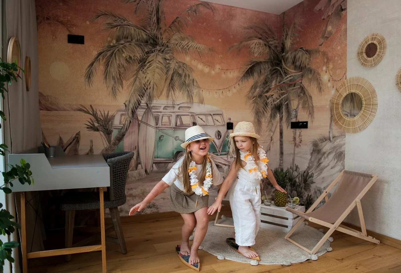 SURF CAMP - turquoise  - 198 cm x 305 cm  - tapeta idealna za biurko