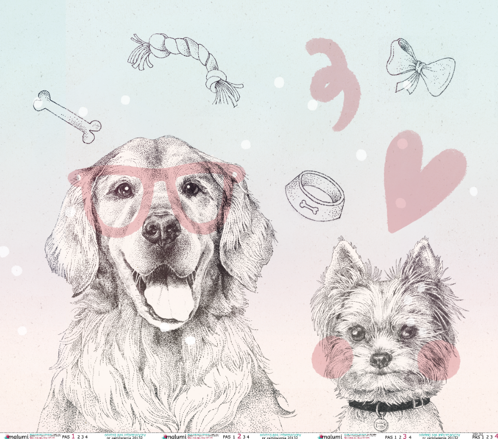 DOGGIES - Pink - 320 cm x 278 cm tapeta idealna na całą ścianę