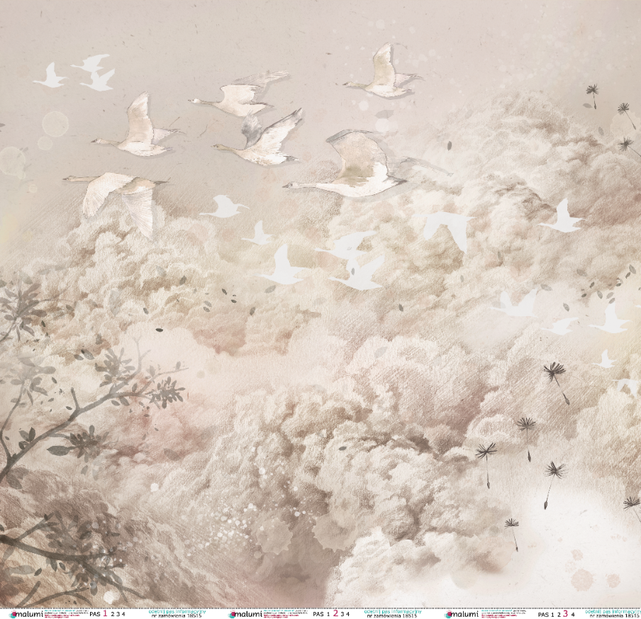 DREAM EVENING - latte - 300cm x 280cm - tapeta do salonu lub pokoju dziecka