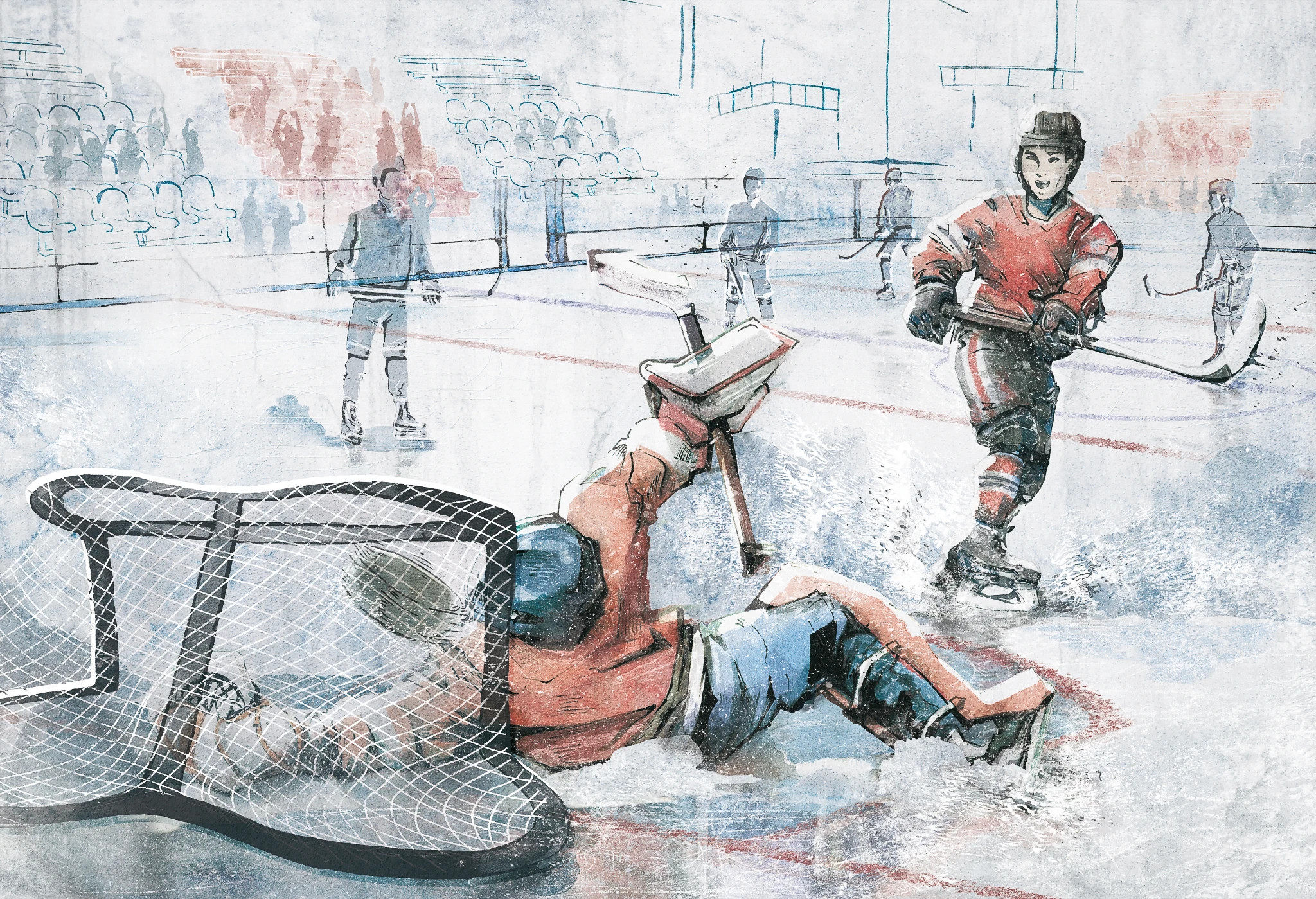 HOCKEY -blue  - tapeta z motywem hokeja do pokoju chłopca