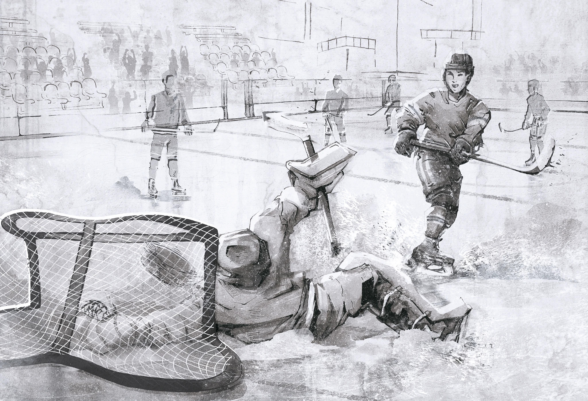 HOCKEY -ice grey  - tapeta z motywem hokeja do pokoju chłopca