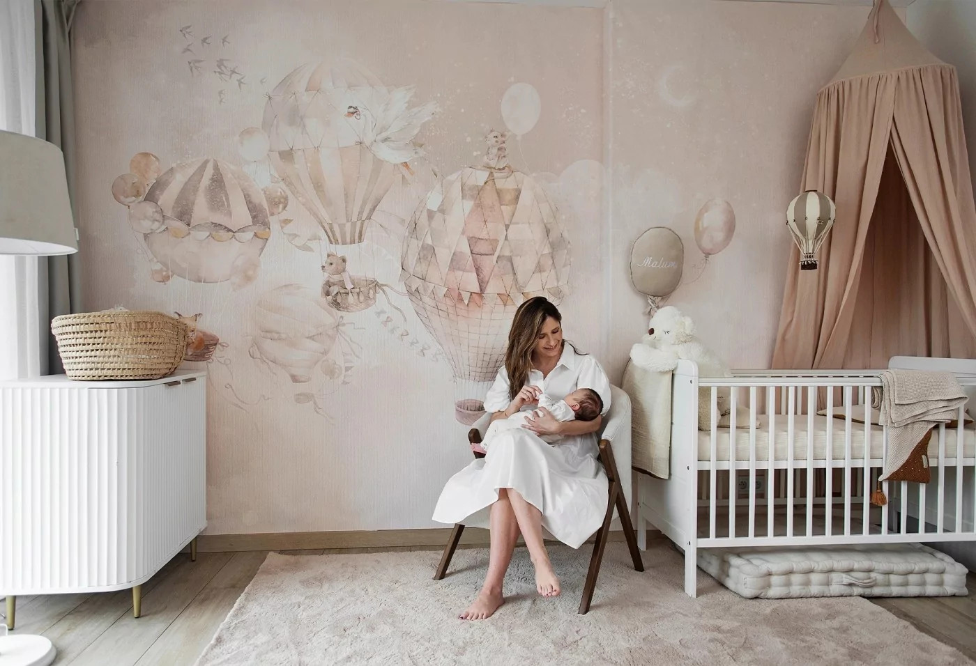 BALLOONS - beige   - 283 cm x 269 cm - tapeta idealna na całą ścianę