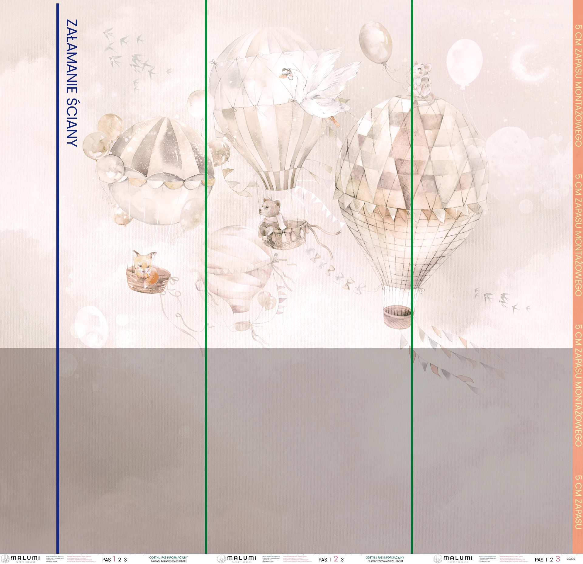 BALLOONS - beige   - 283 cm x 269 cm - tapeta idealna na całą ścianę