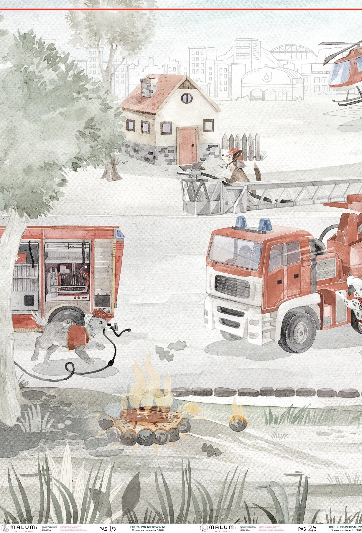 FIRE PATROL - red   - 200 cm x 277 cm - tapeta idealna na całą ścianę