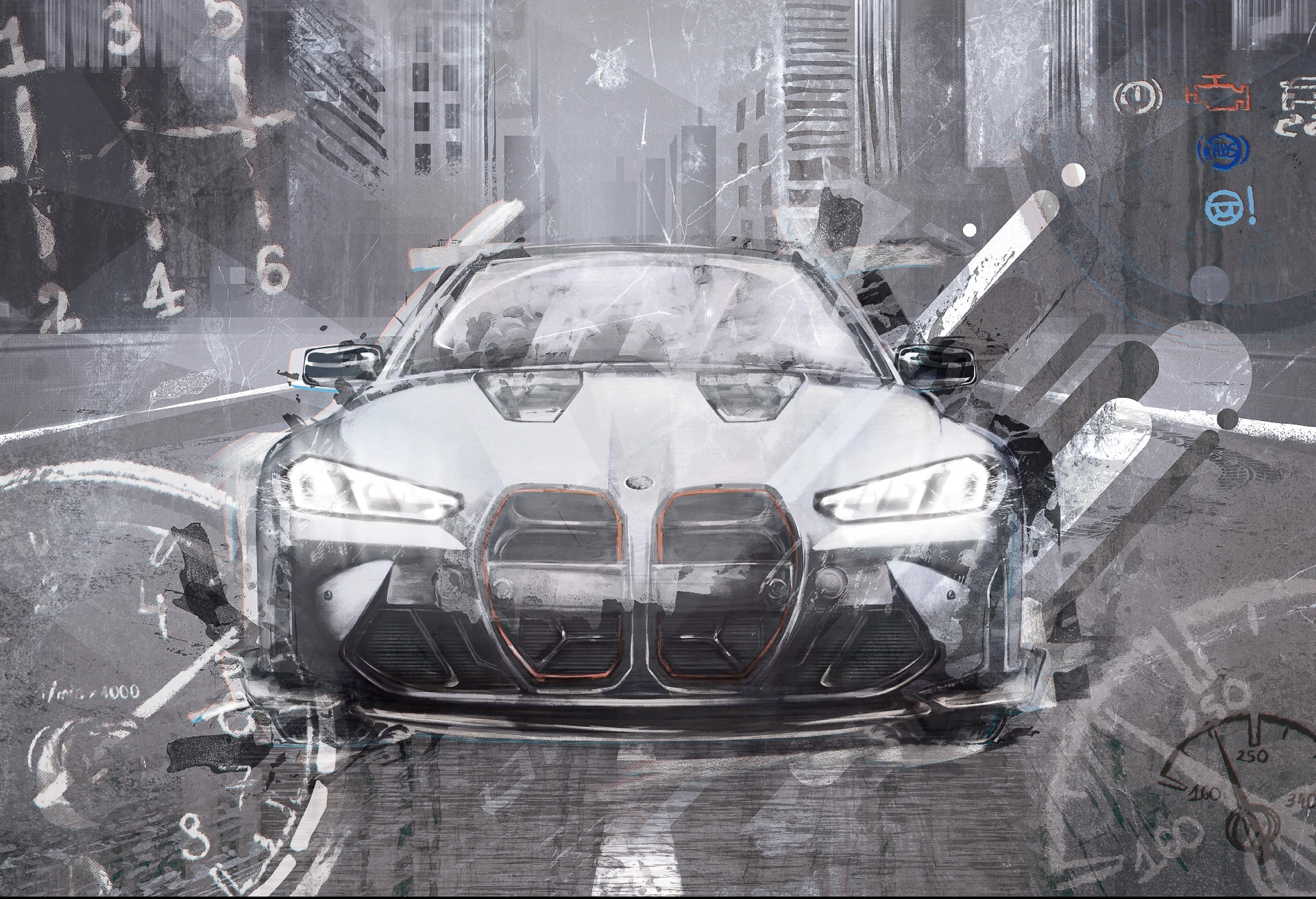 FAST CAR -white-  tapeta idealna dla chłopaka