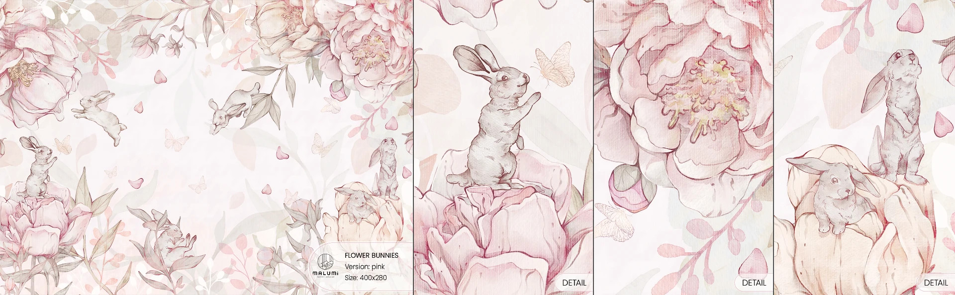FLOWER BUNNIES - pink - próbka