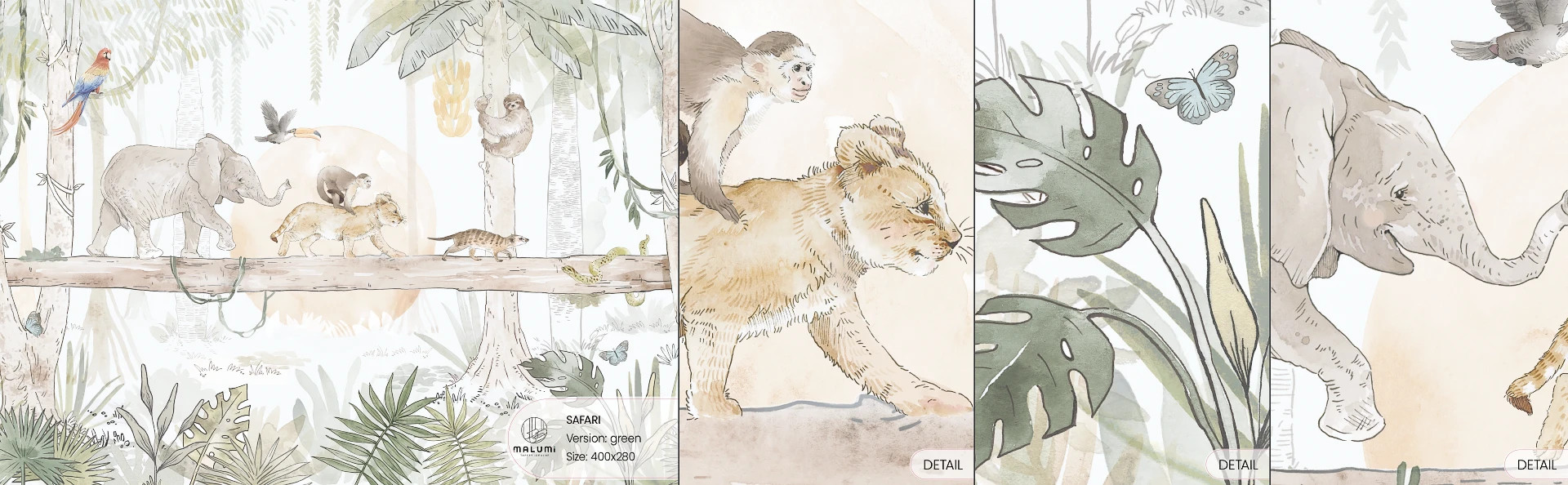 SAFARI ANIMALS - green - próbka